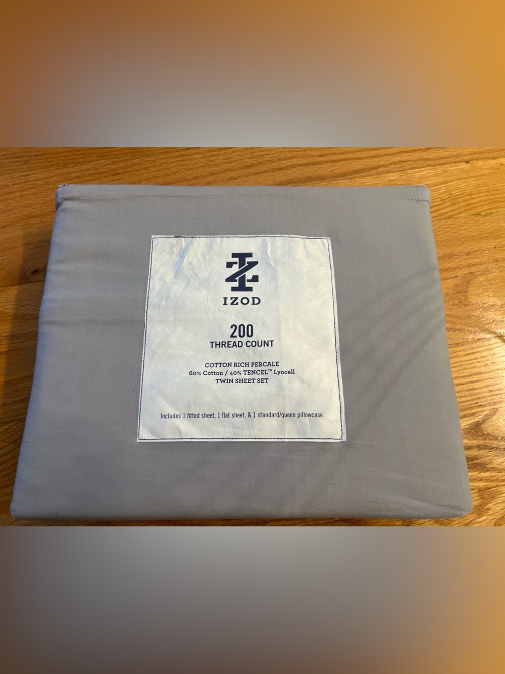 Izod Light Gray 200-Thread Cotton Percale Sheet Set